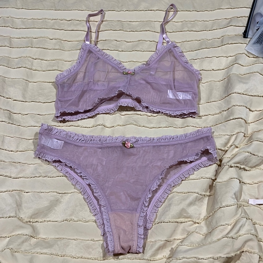 Light Purple Mesh Shein Lingerie Set